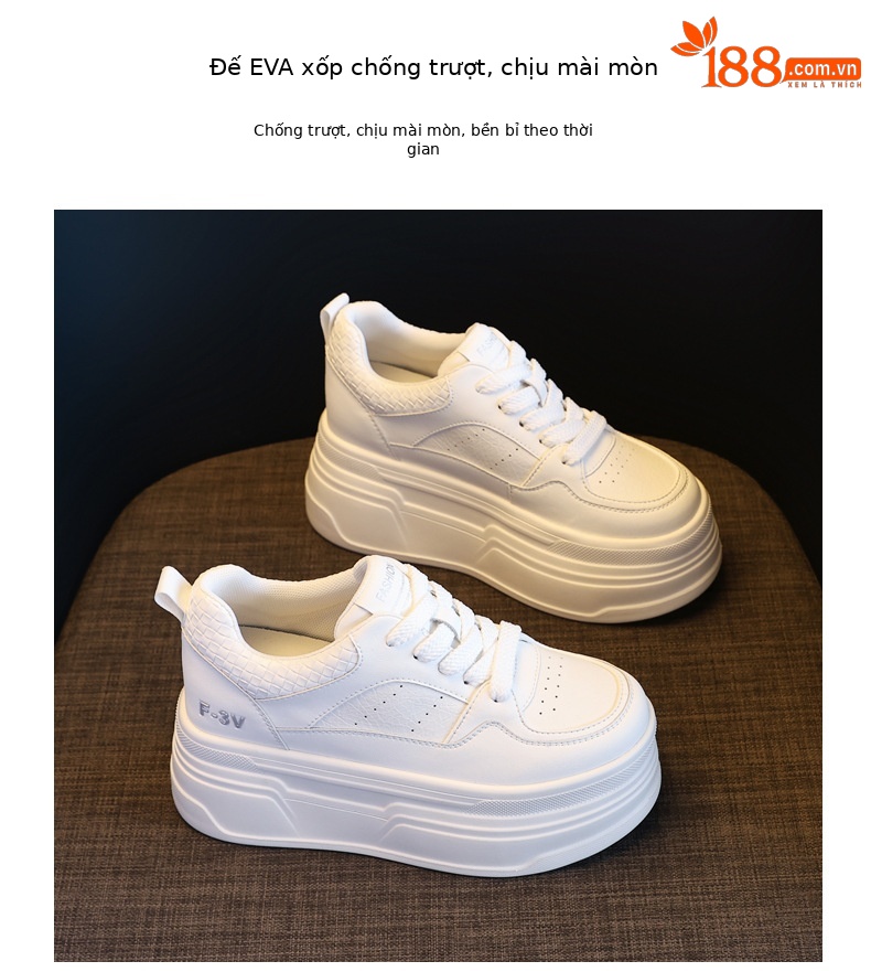 Giày sneaker nữ đế dày trắng đa năng HK9880 đế xuồng 8 cm — đen chi tiết 10