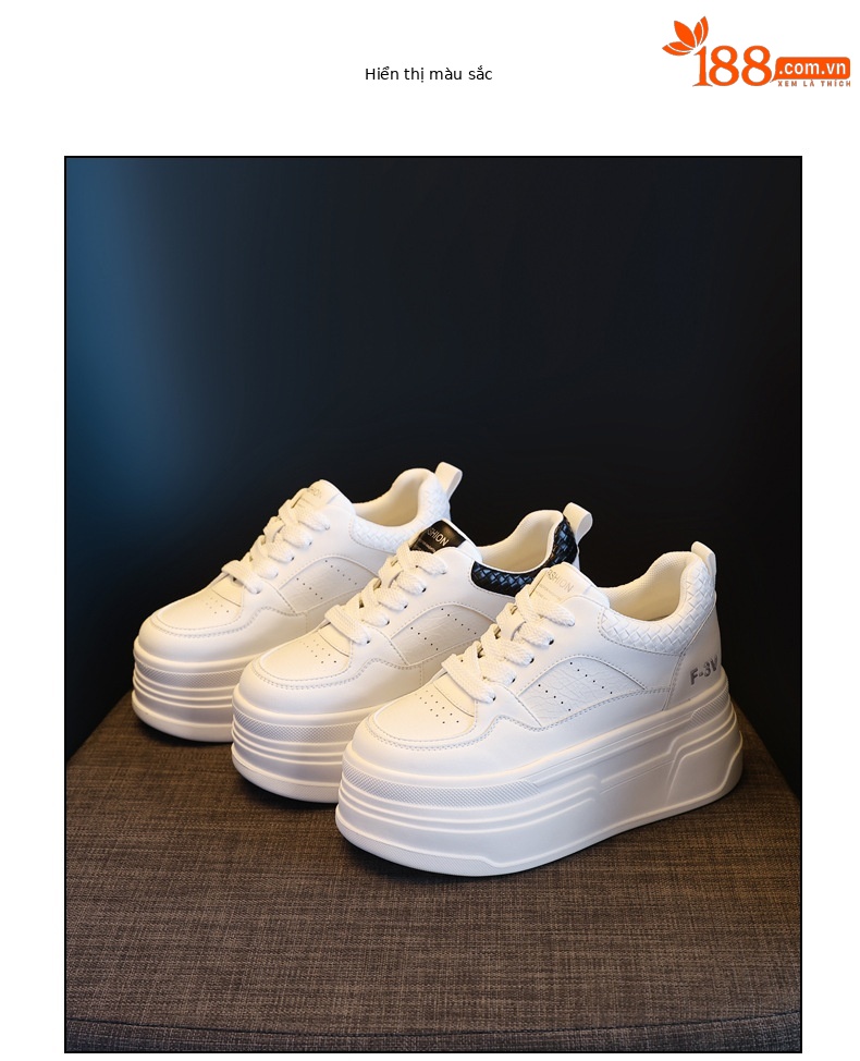 Giày sneaker nữ đế dày trắng đa năng HK9880 đế xuồng 8 cm — đen chi tiết 18