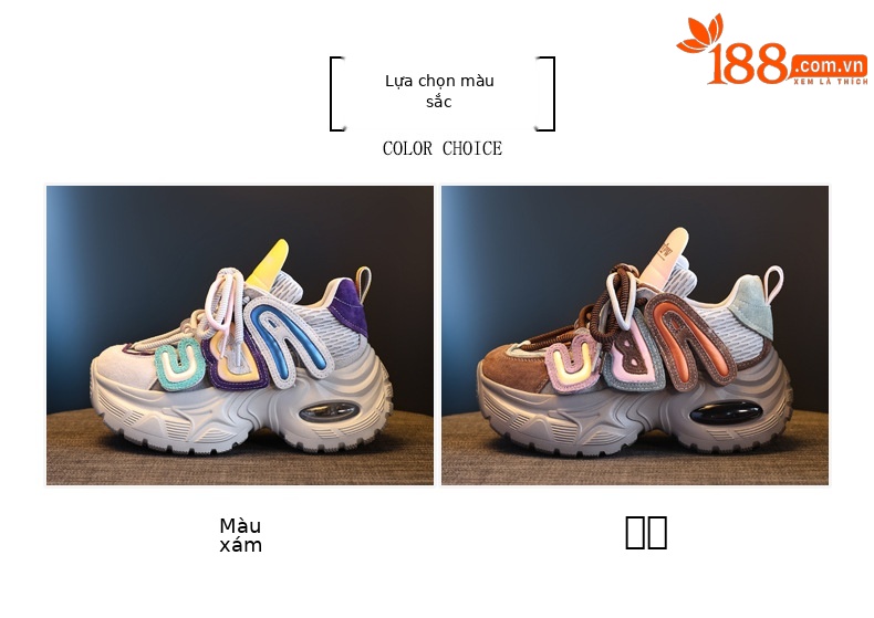 Giày thể thao nữ đế dày nâng chiều cao 8 cm, kiểu dáng hot trend — Màu thẻ chi tiết 2