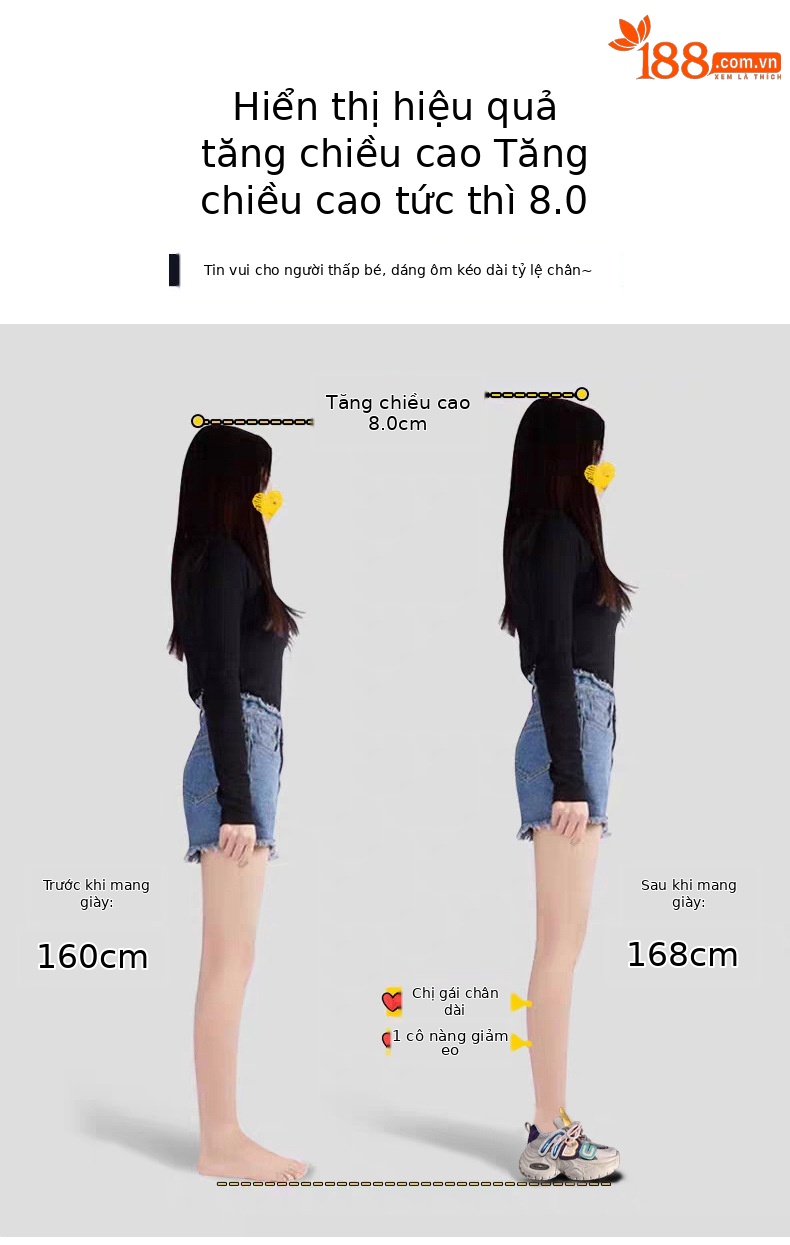 Giày thể thao nữ đế dày nâng chiều cao 8 cm, kiểu dáng hot trend — Màu thẻ chi tiết 4