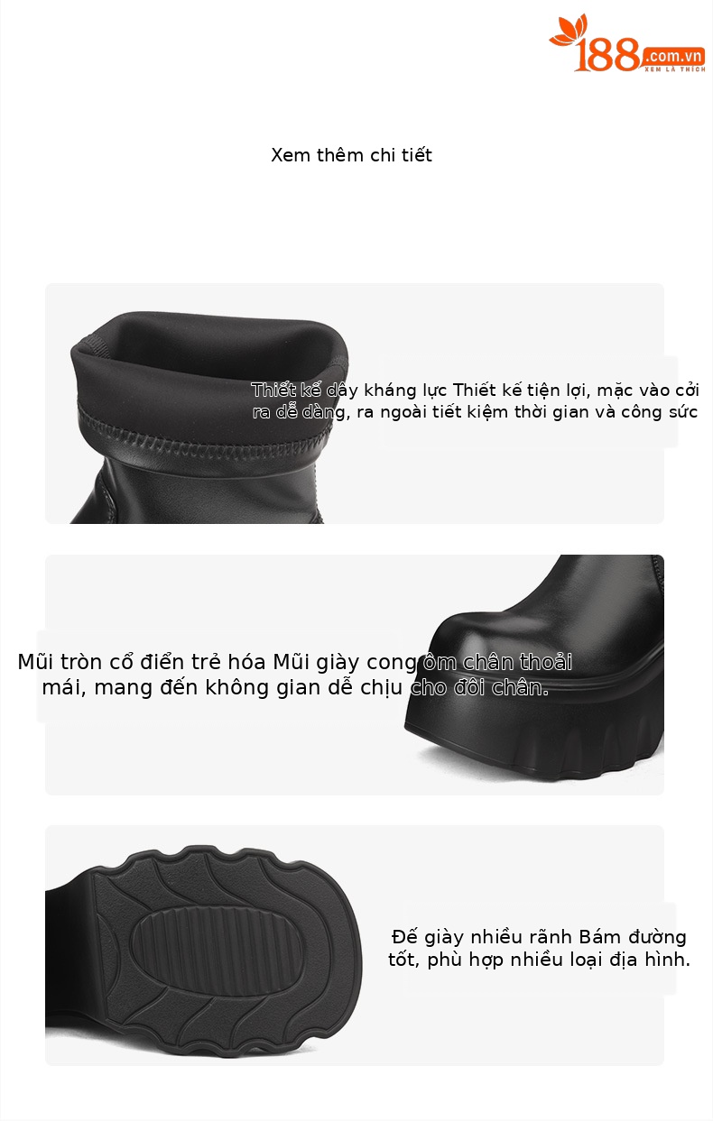 Boot nữ cổ thấp cao gót 10cm da thật đế dày tăng chiều cao mùa thu đông — Lớp lót bằng da bò, Lớp lót bằng da sáng chế chi tiết 8