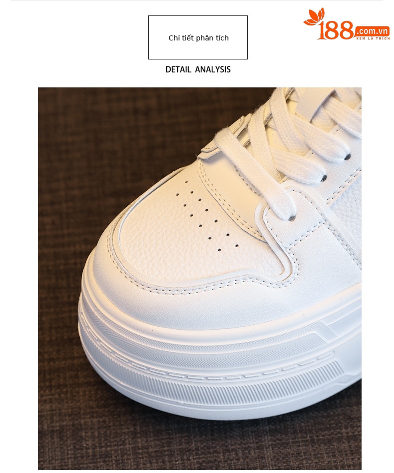 Giày sneaker nữ đế dày platform tăng chiều cao 8 cm phong cách casual — đen chi tiết 7