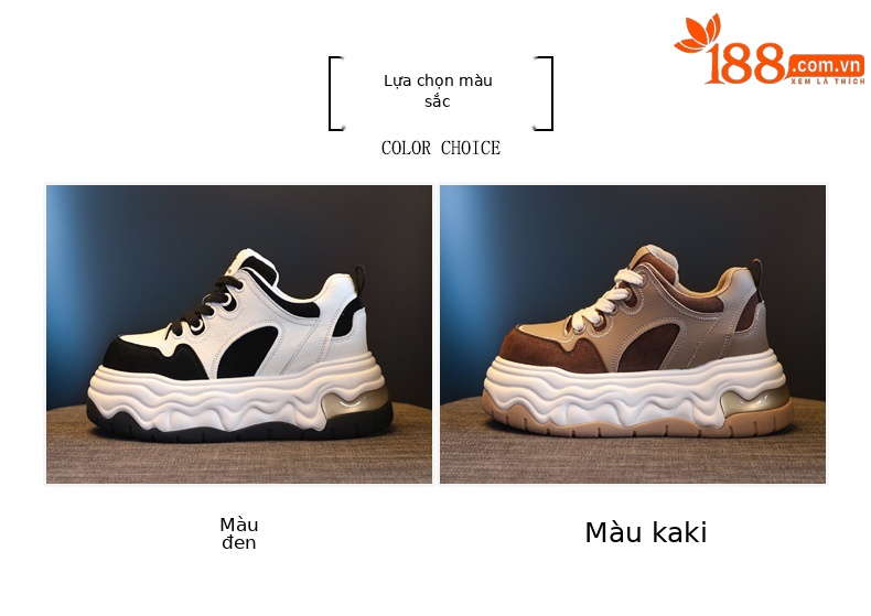 Giày thể thao nữ đế dày nâng chiều cao phong cách thời trang đế mềm — đen chi tiết 2