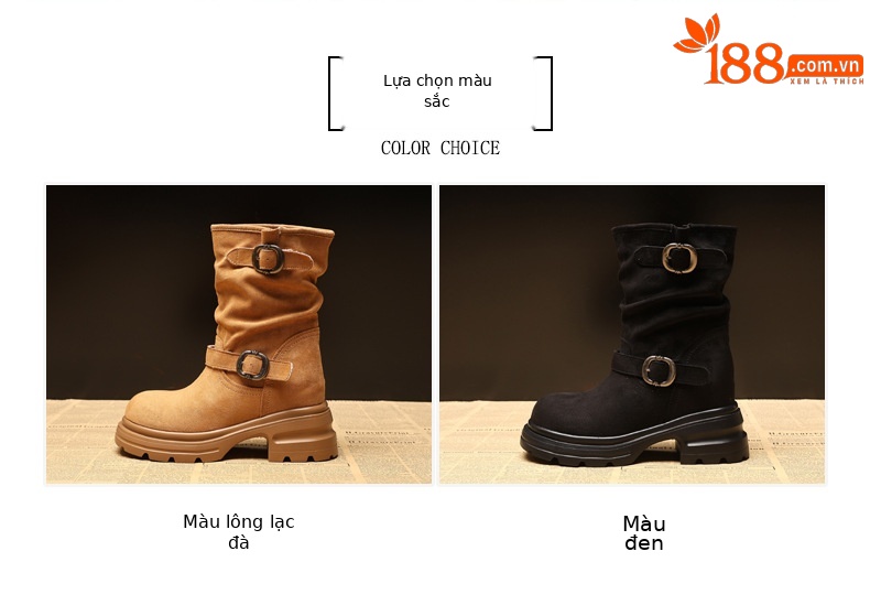 Boot Martin nữ đế dày tăng chiều cao, cổ ngắn 9cm tôn dáng — đen chi tiết 2