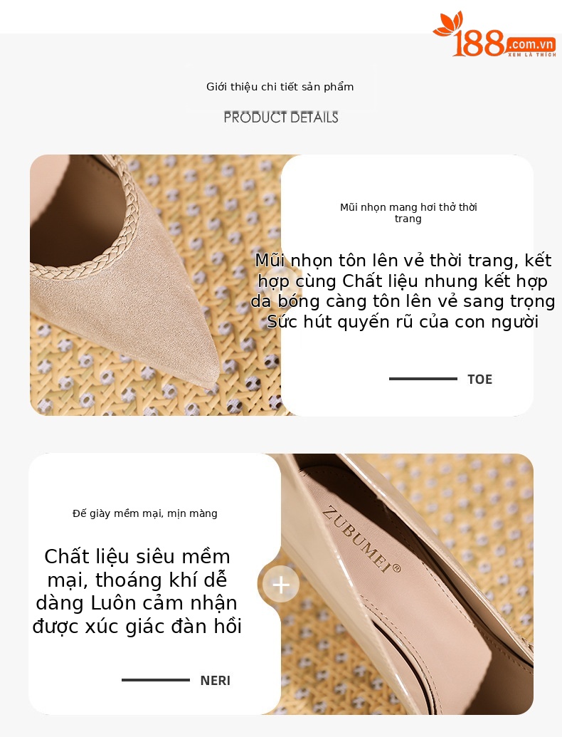 Giày cao gót nữ đế xuồng da lộn mũi nhọn, gót siêu cao — nhung đen chi tiết 1