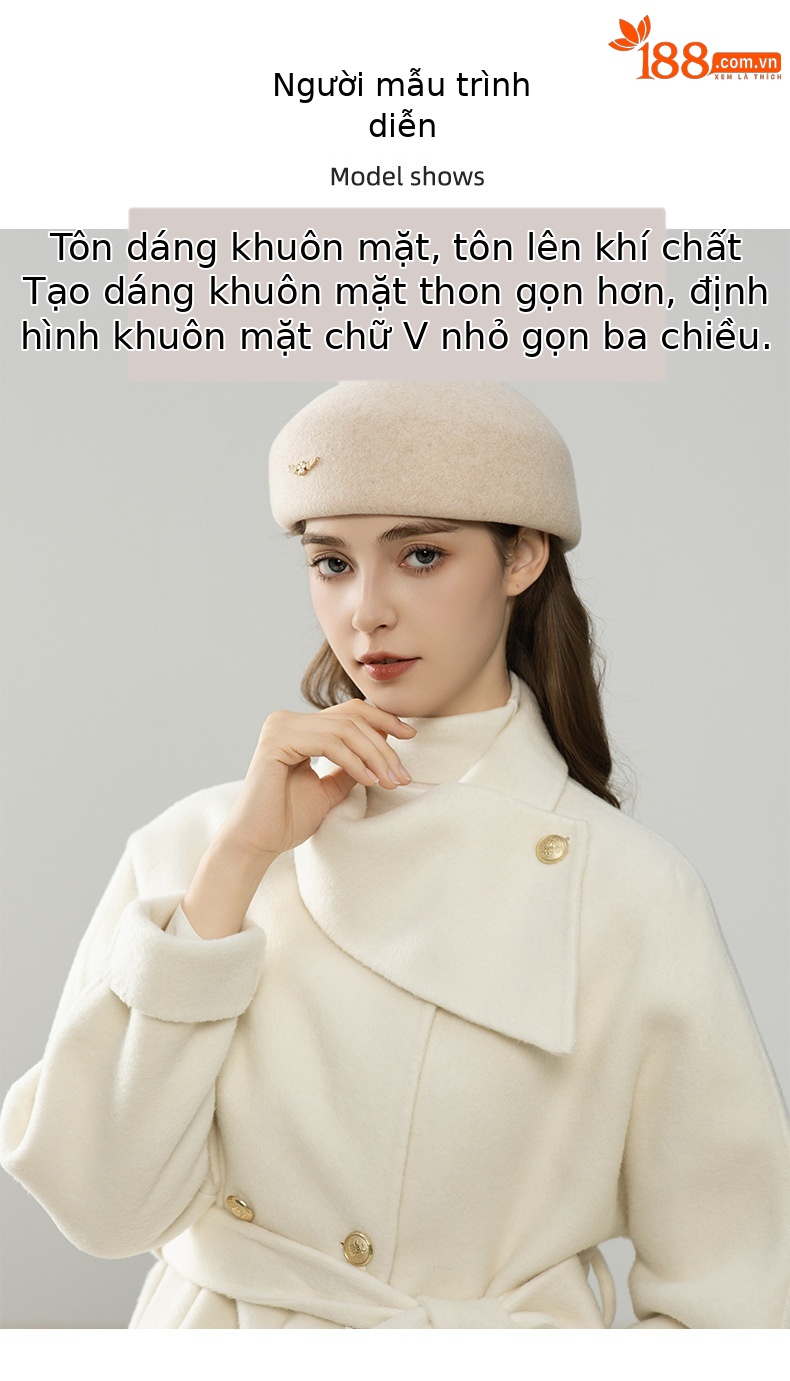Mũ beret len nữ phong cách Hàn Quốc, chất len pha, mềm mại, đội mùa thu đông — cơm trộn chi tiết 4