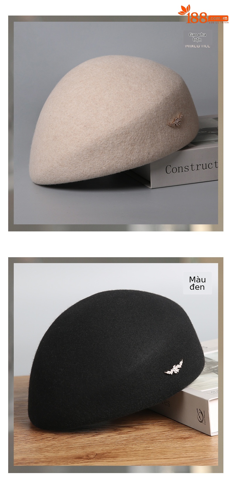 Mũ beret len nữ phong cách Hàn Quốc, chất len pha, mềm mại, đội mùa thu đông — cơm trộn chi tiết 8