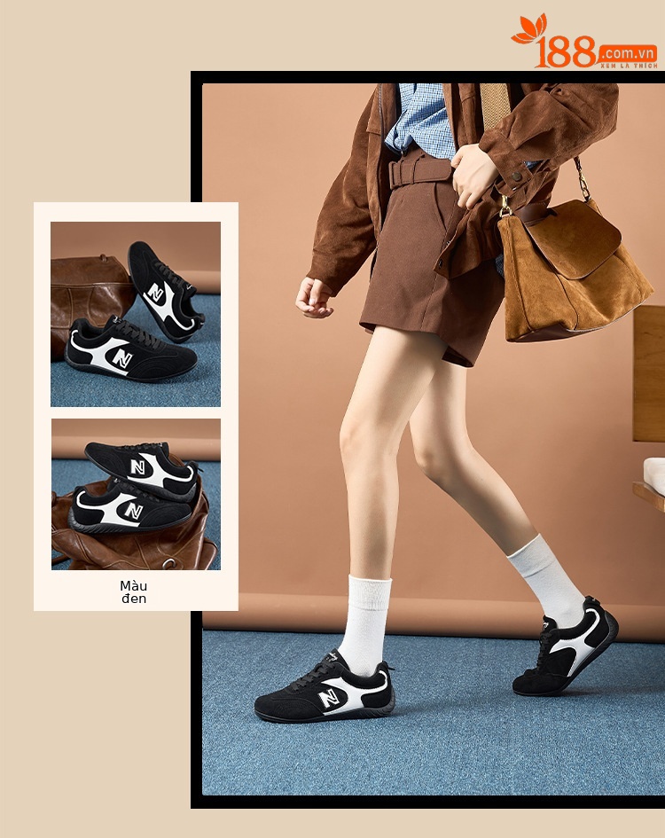 Giày chạy bộ nữ Balance phong cách retro Đếm, nhẹ, dễ phối đồ — 226 màu cà phê chi tiết 14