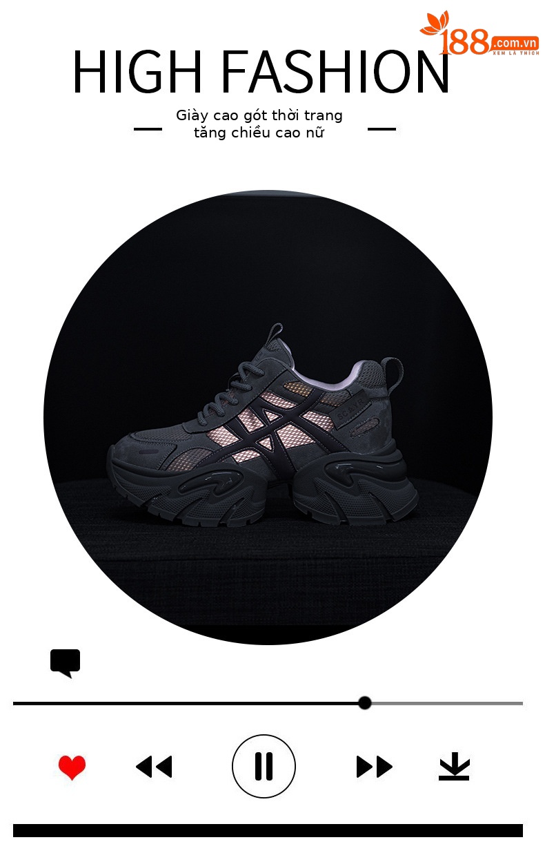 Giày sneaker nữ chunky đế dày phối màu retro mới thu 2026 — M2932 màu nâu, M2932 màu đen, M2932 màu xám chi tiết 5