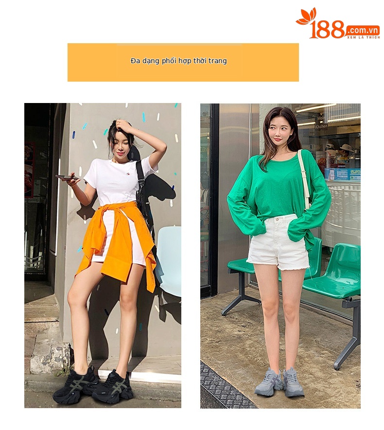 Giày sneaker nữ chunky đế dày phối màu retro mới thu 2026 — M2932 màu nâu, M2932 màu đen, M2932 màu xám chi tiết 6
