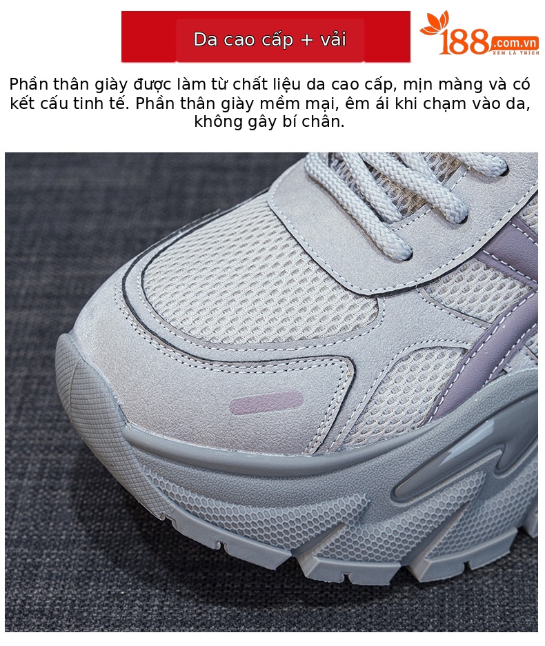 Giày sneaker nữ chunky đế dày phối màu retro mới thu 2026 — M2932 màu nâu, M2932 màu đen, M2932 màu xám chi tiết 7