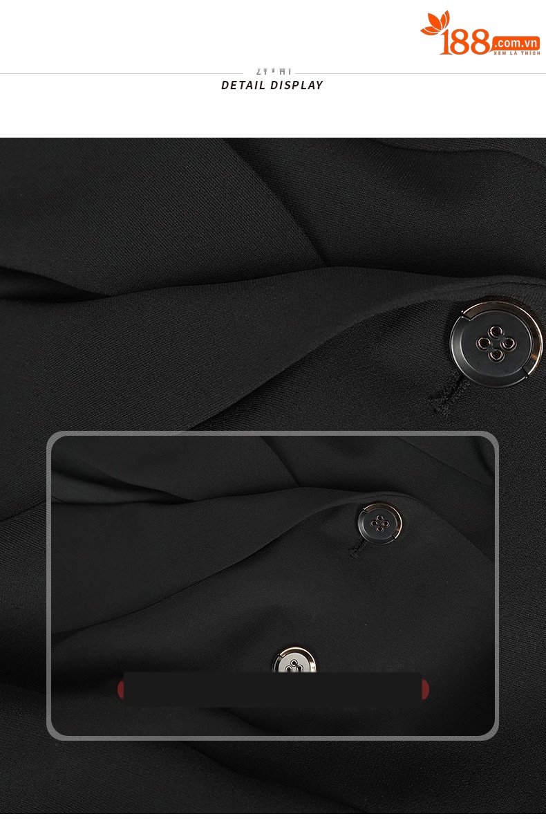 Áo blazer nữ thắt eo ôm dáng tay dài — đen chi tiết 2