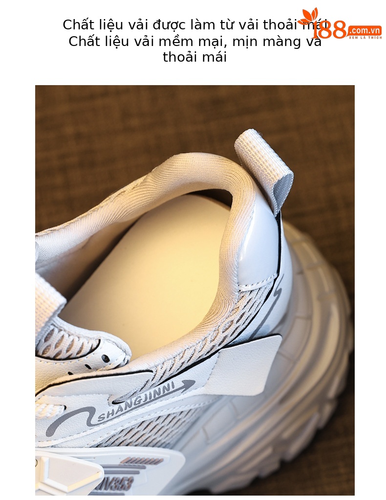 Giày sneaker nữ chunky đế dày tăng chiều cao 9 cm phong cách thể thao — sâm panh chi tiết 7