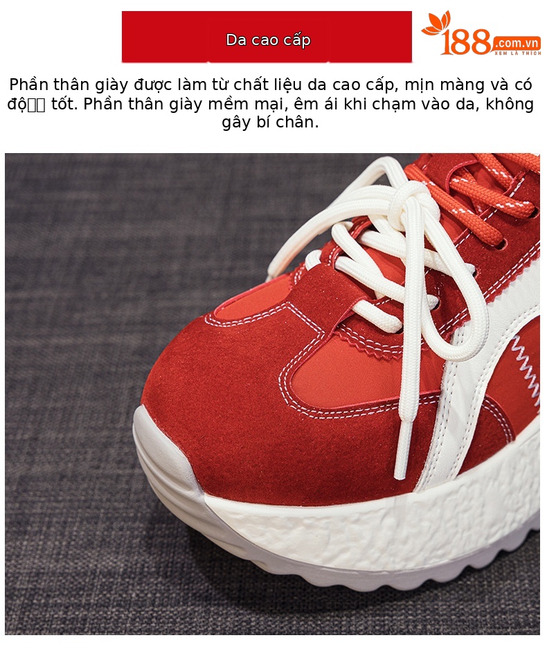 Giày thể thao nữ tăng chiều cao ẩn giấu đế dày phong cách bố — M2935 màu nâu, M 2935m màu, M2935 màu đỏ chi tiết 7