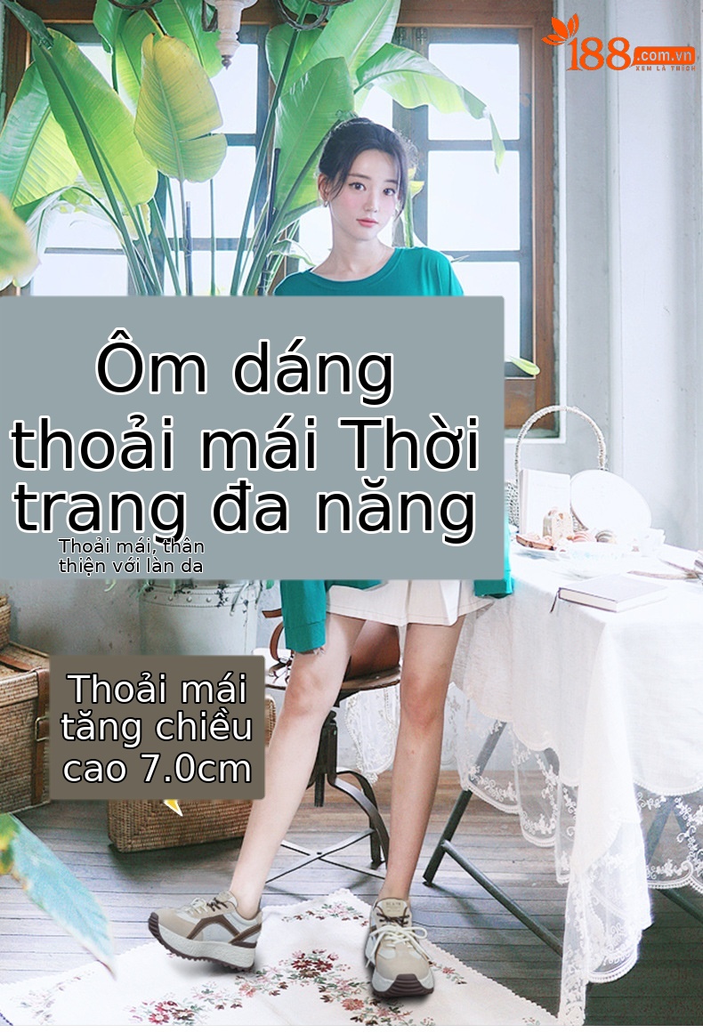 Giày thể thao nữ tăng chiều cao ẩn giấu đế dày phong cách bố — M2935 màu nâu, M 2935m màu, M2935 màu đỏ chi tiết 1
