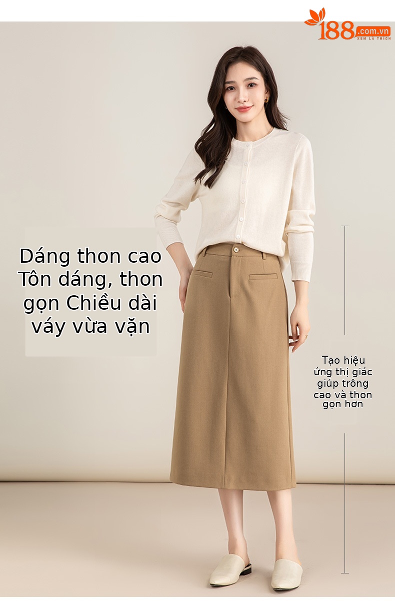 Chân váy midi xẻ tà dáng suông chất len Tencel xám đậm — Màu thẻ chi tiết 8