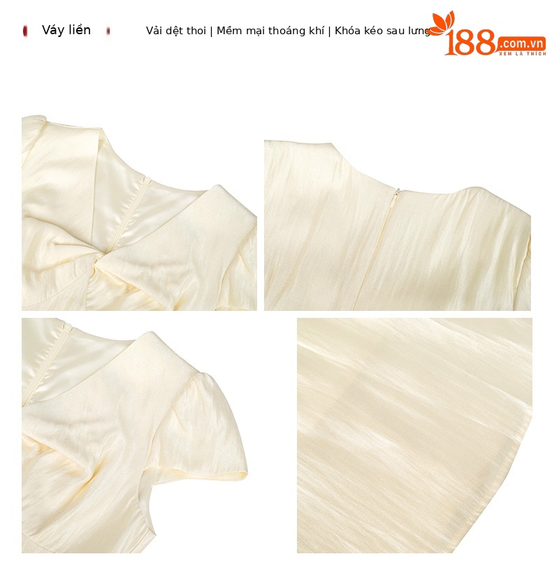 Đầm maxi nữ thiết kế kiểu Pháp cổ chữ V thắt nút, thắt eo — mơ chi tiết 1