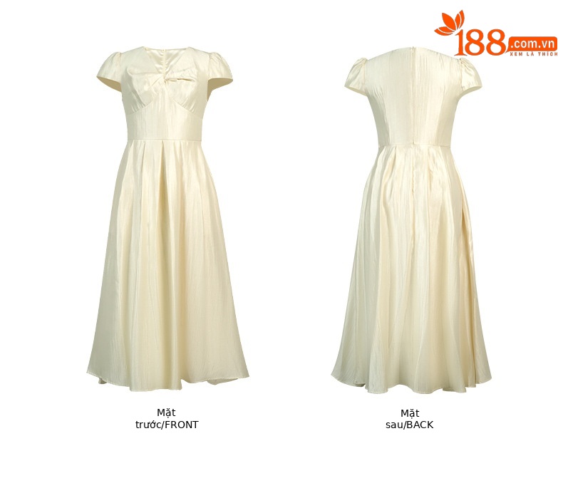 Đầm maxi nữ thiết kế kiểu Pháp cổ chữ V thắt nút, thắt eo — mơ chi tiết 2