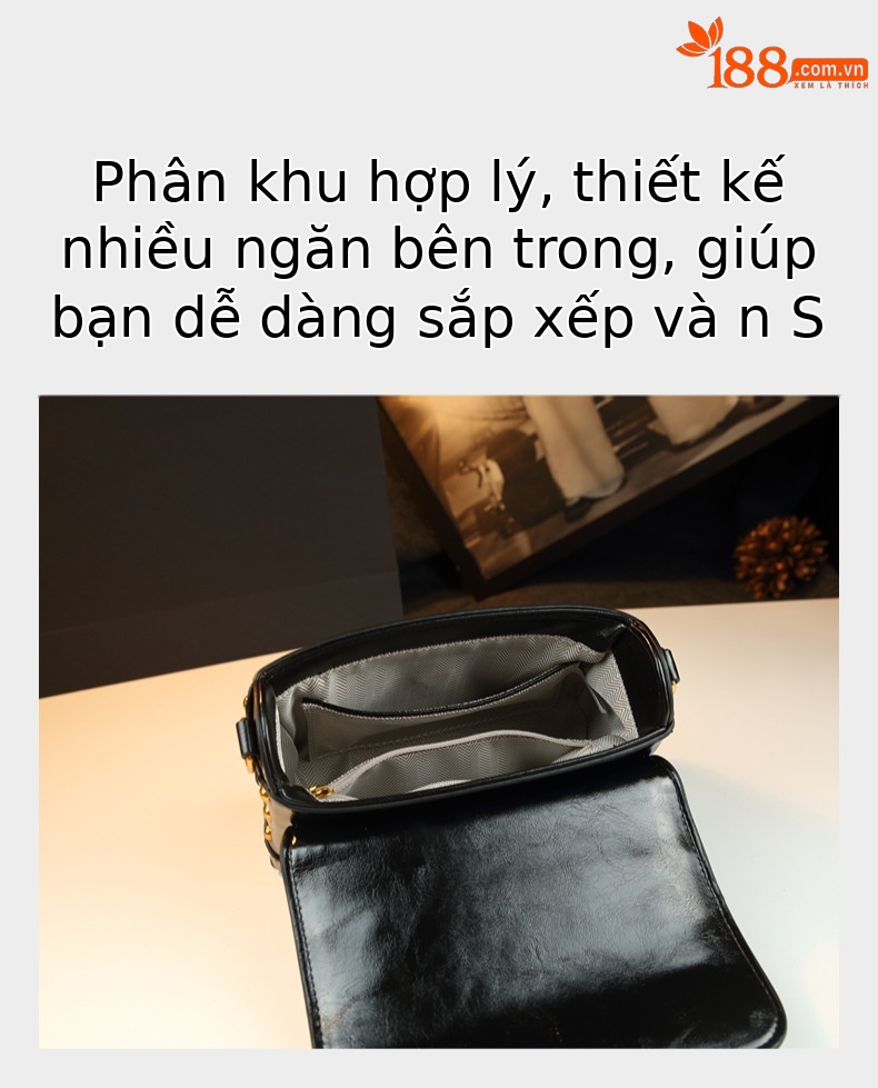 Túi xách tay nữ da thật kiểu dáng sang trọng, đeo vai và đeo chéo đa năng — màu đen, Màu trắng nhạt, Màu nâu, nâu nâu chi tiết 6