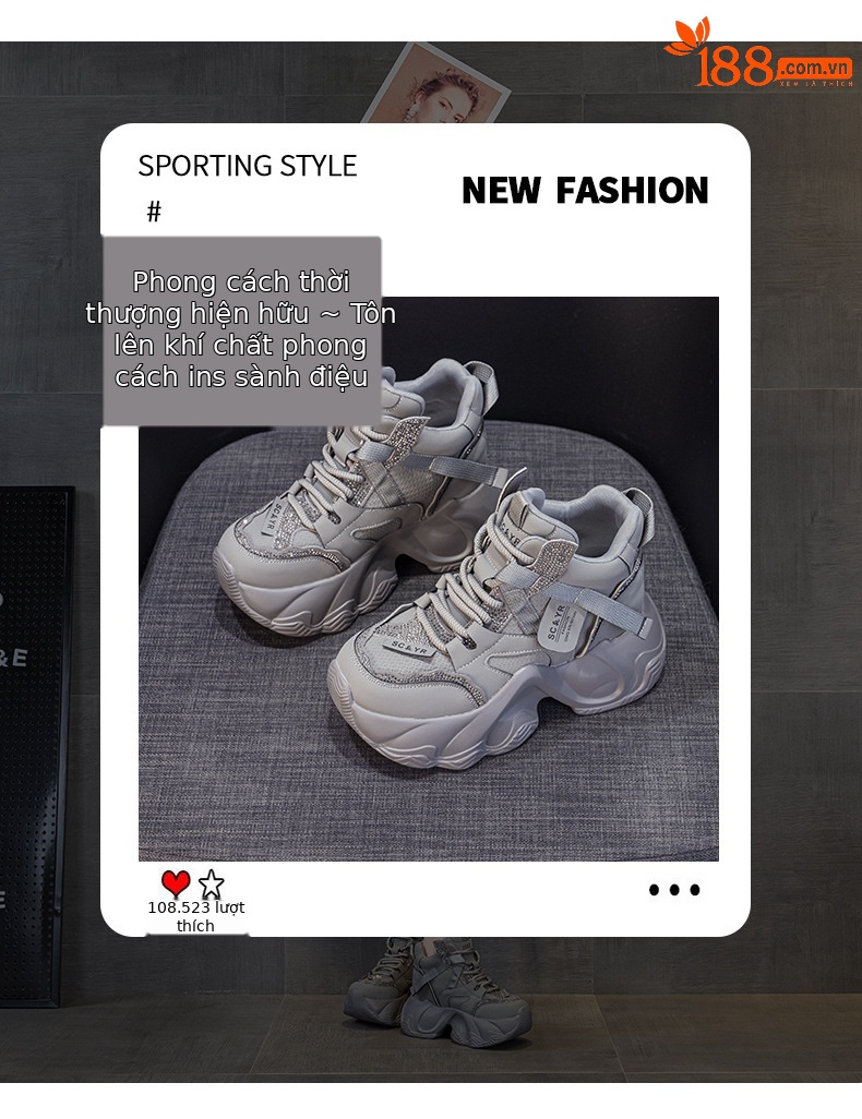 Giày sneaker nữ đế dày tăng chiều cao mùa thu 2025 phong cách hot trend buộc dây — M2936 lót đơn màu đen, M2936 lớp lót đơn màu xám, M2936-1 plus nhung đen, M2936 lớp lót đơn màu be chi tiết 3