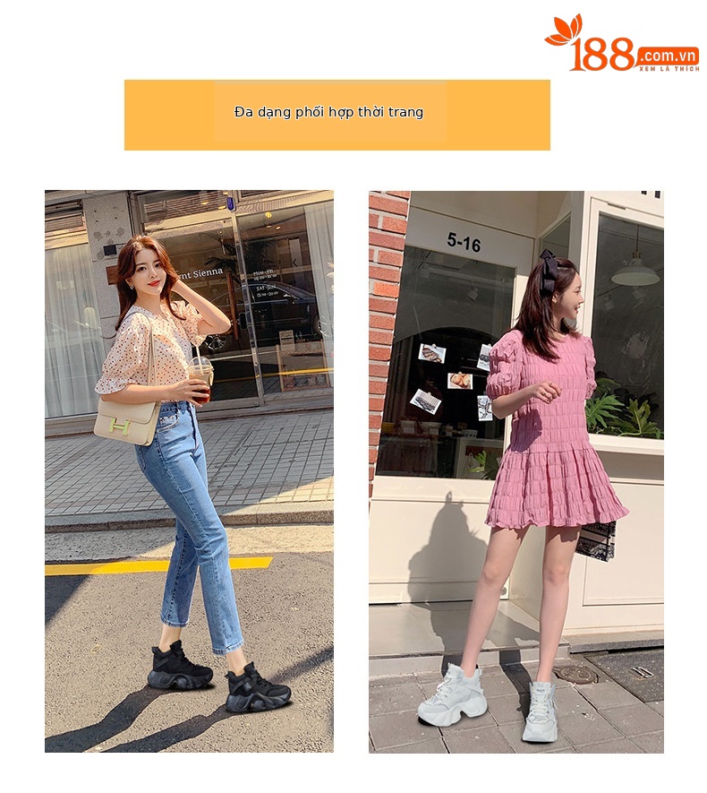 Giày sneaker nữ đế dày tăng chiều cao mùa thu 2025 phong cách hot trend buộc dây — M2936 lót đơn màu đen, M2936 lớp lót đơn màu xám, M2936-1 plus nhung đen, M2936 lớp lót đơn màu be chi tiết 6