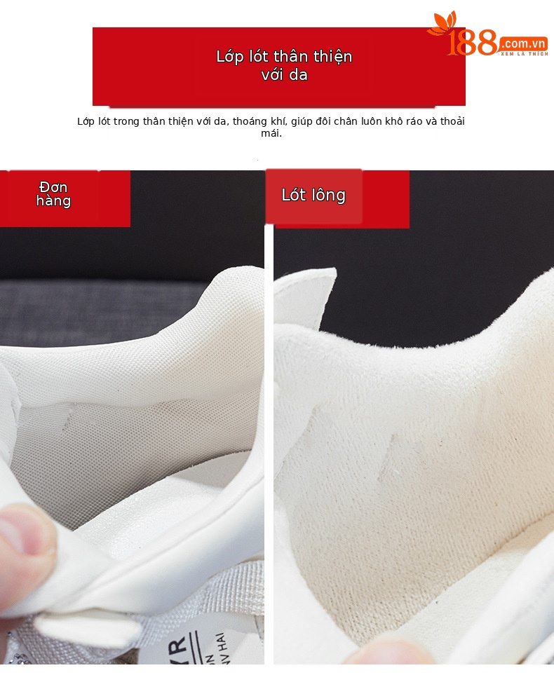 Giày sneaker nữ đế dày tăng chiều cao mùa thu 2025 phong cách hot trend buộc dây — M2936 lót đơn màu đen, M2936 lớp lót đơn màu xám, M2936-1 plus nhung đen, M2936 lớp lót đơn màu be chi tiết 8