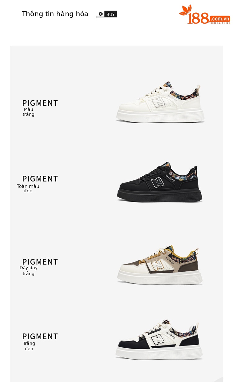 Giày thể thao nam sneaker trắng phong cách cá tính, thoáng mát, đế êm — 723 trắng chi tiết 4