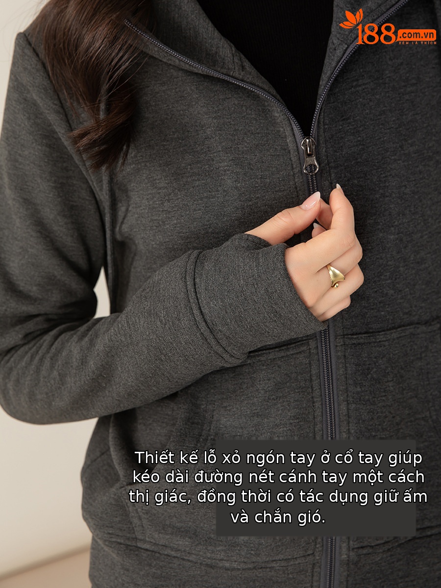 Bộ đồ thể thao nữ hai mảnh giả cashmere mũ trùm dáng rộng phong cách Hàn Quốc — Màu xám (bộ hai món)