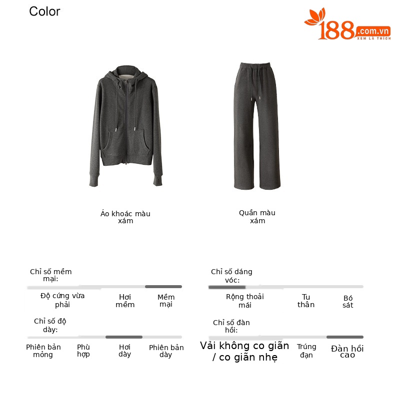 Bộ đồ thể thao nữ hai mảnh giả cashmere mũ trùm dáng rộng phong cách Hàn Quốc — Màu xám (bộ hai món) chi tiết 10