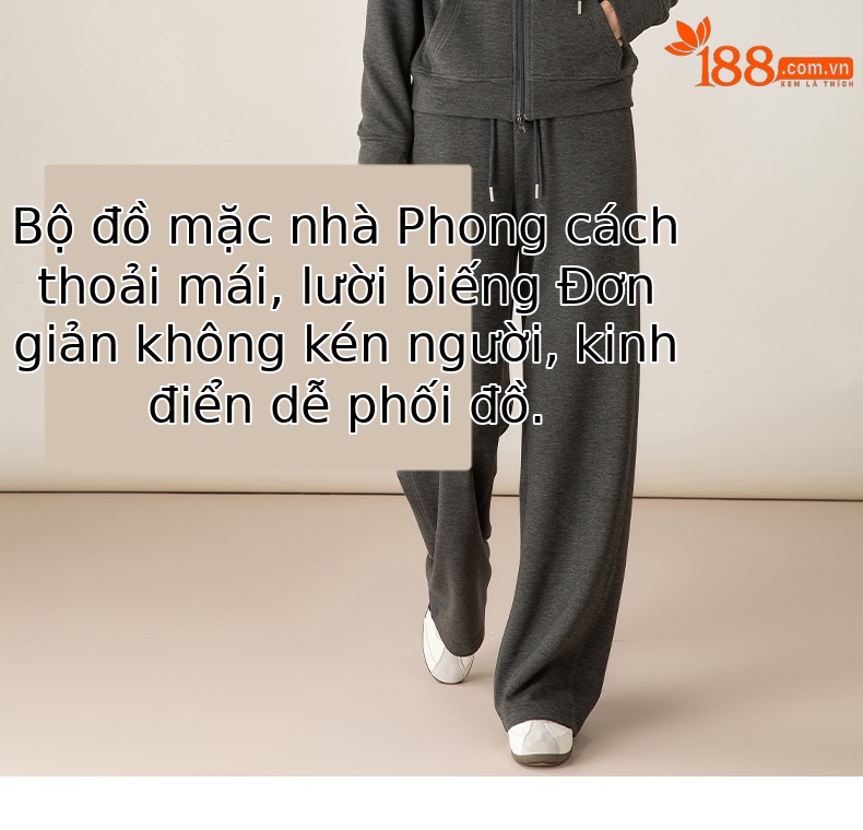 Bộ đồ thể thao nữ hai mảnh giả cashmere mũ trùm dáng rộng phong cách Hàn Quốc — Màu xám (bộ hai món) chi tiết 12