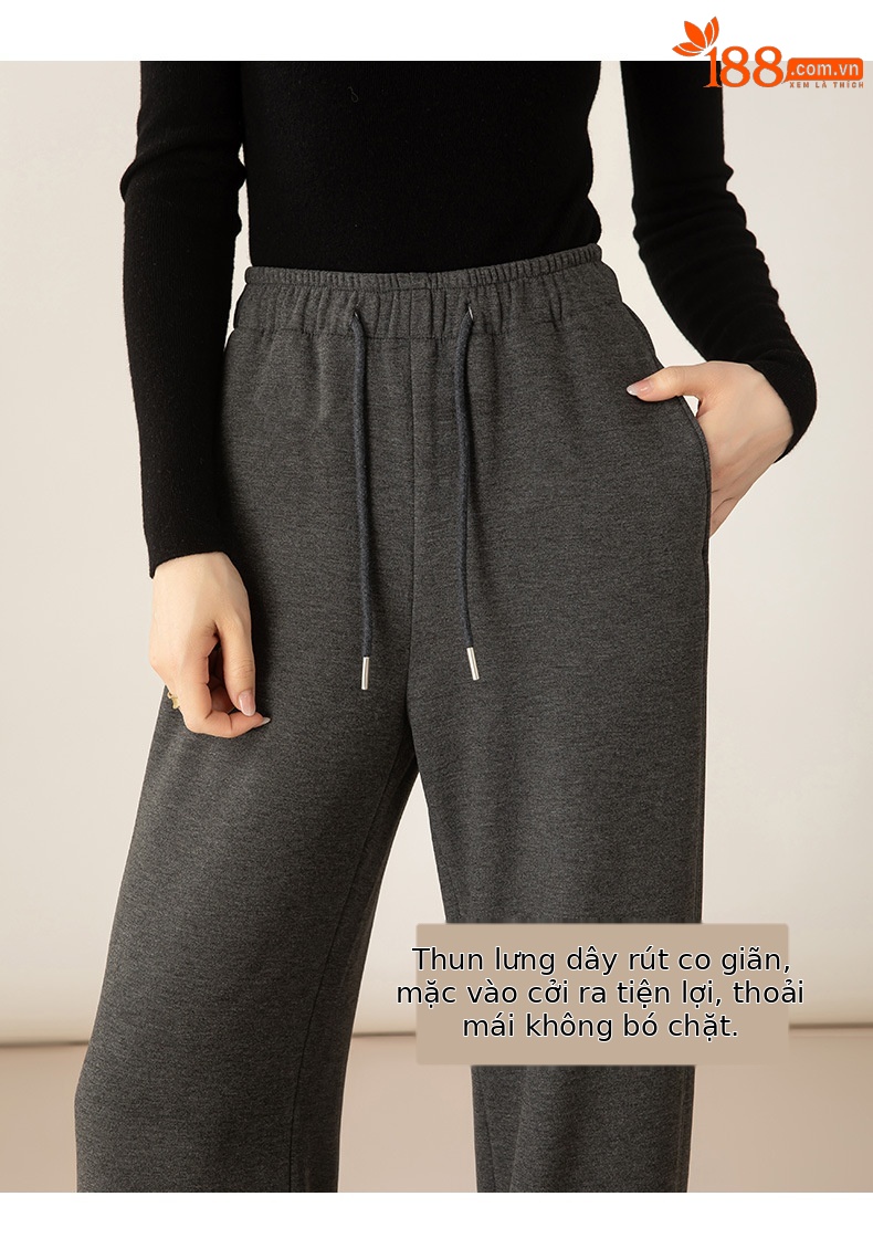 Bộ đồ thể thao nữ hai mảnh giả cashmere mũ trùm dáng rộng phong cách Hàn Quốc — Màu xám (bộ hai món) chi tiết 18
