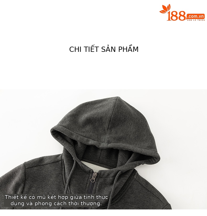 Bộ đồ thể thao nữ hai mảnh giả cashmere mũ trùm dáng rộng phong cách Hàn Quốc — Màu xám (bộ hai món) chi tiết 20