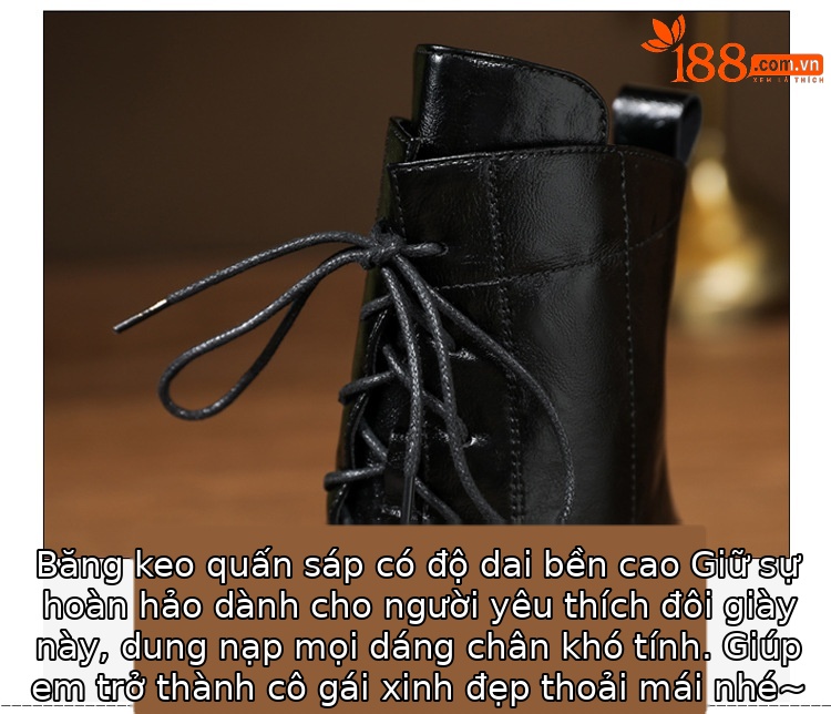 Boot Martin nữ đế xuồng da thật mũi tròn gót cao 6 cm dây buộc — nhung đen, Nhung nâu, Lớp lót đơn màu đen, Lớp lót đơn màu nâu chi tiết 13