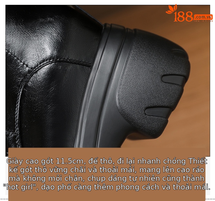 Boot Martin nữ đế xuồng da thật mũi tròn gót cao 6 cm dây buộc — nhung đen, Nhung nâu, Lớp lót đơn màu đen, Lớp lót đơn màu nâu chi tiết 14