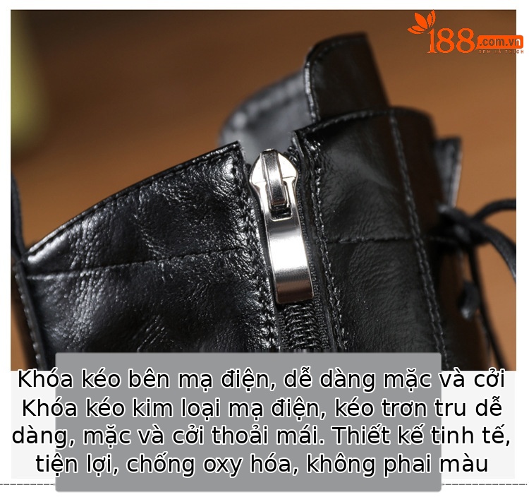 Boot Martin nữ đế xuồng da thật mũi tròn gót cao 6 cm dây buộc — nhung đen, Nhung nâu, Lớp lót đơn màu đen, Lớp lót đơn màu nâu chi tiết 16