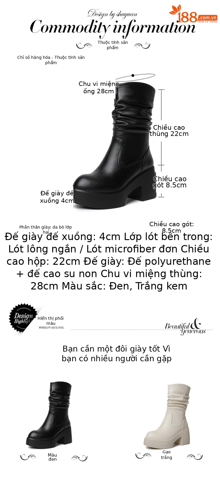 Boot Martin da thật cổ cao xếp ly đế dày gót ấm mùa đông — nhung đen, Lớp lót đơn màu trắng nhạt, Lớp lót đơn màu đen, Lớp lót nhung màu trắng nhạt chi tiết 7