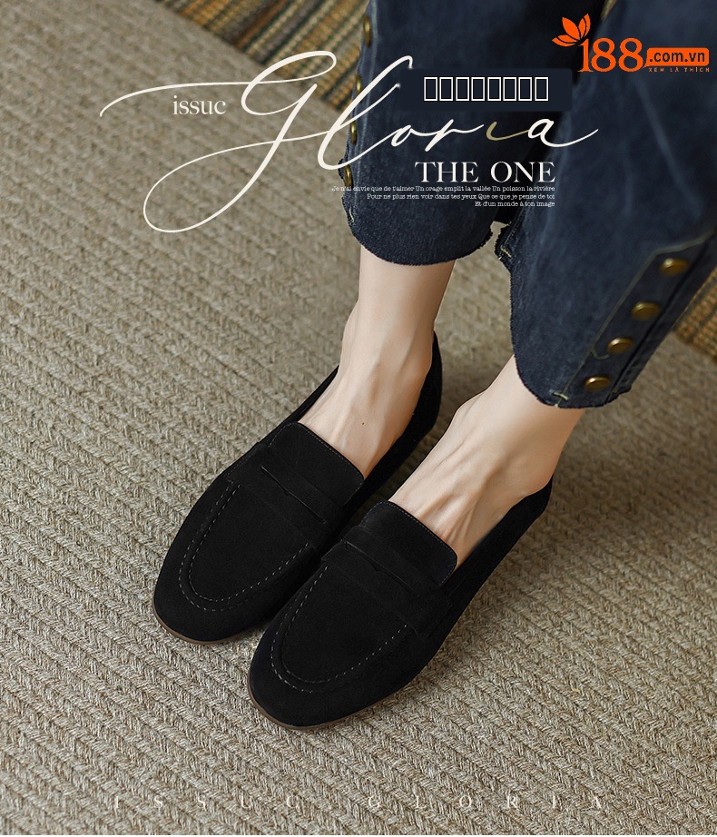 Giày Loafer Nữ Mũi Vuông Gót Bệt Phong Cách Anh Quốc — nâu chi tiết 1