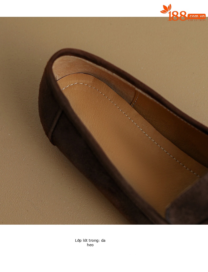 Giày Loafer Nữ Mũi Vuông Gót Bệt Phong Cách Anh Quốc — nâu chi tiết 10