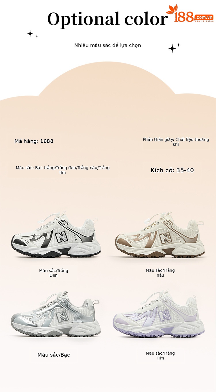 Giày chạy bộ lưới thoáng khí đa năng Balance dành cho nữ, giày thể thao thời trang mới — 1688 bạc chi tiết 6
