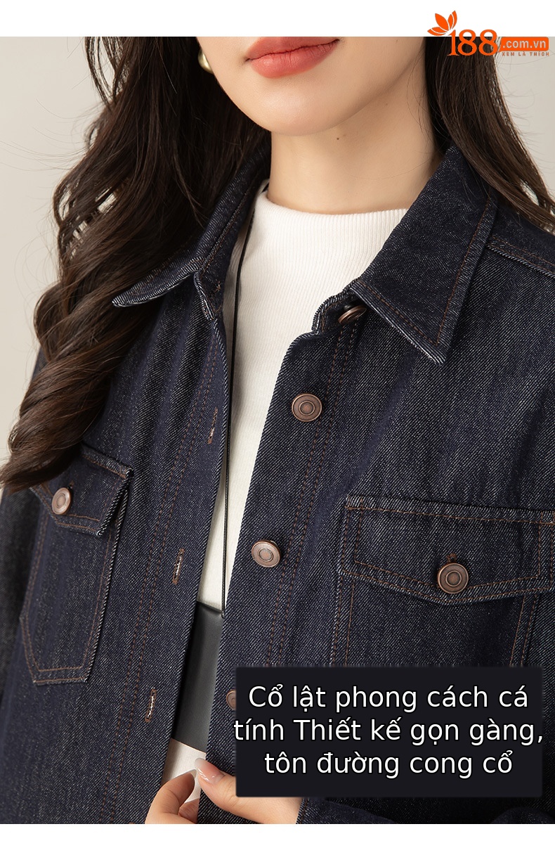 Áo sơ mi denim lông cừu Xinge dáng rộng nữ mùa đông phong cách muối — màu xanh denim chi tiết 15