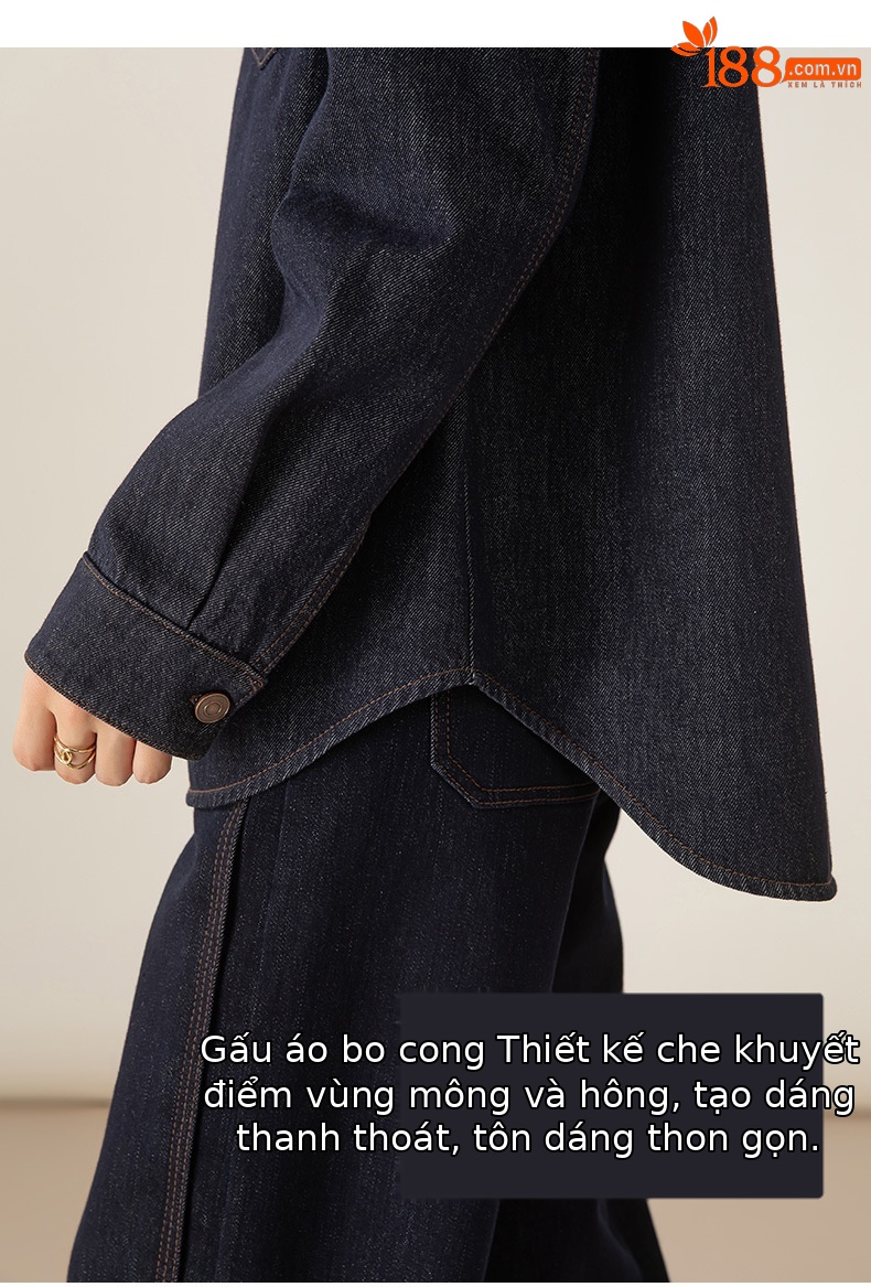 Áo sơ mi denim lông cừu Xinge dáng rộng nữ mùa đông phong cách muối — màu xanh denim chi tiết 17