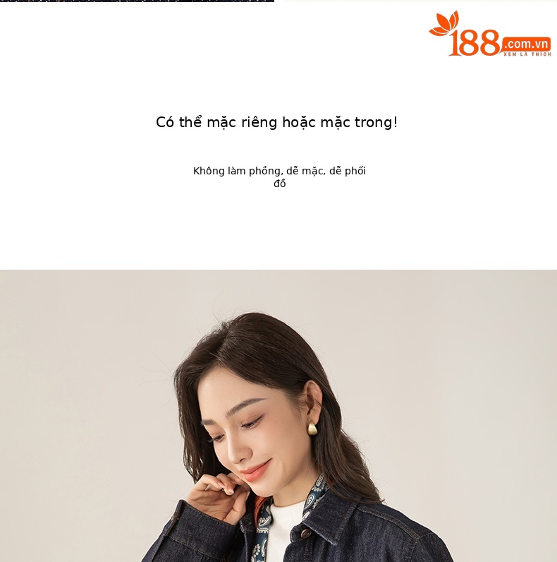 Áo sơ mi denim lông cừu Xinge dáng rộng nữ mùa đông phong cách muối — màu xanh denim chi tiết 19