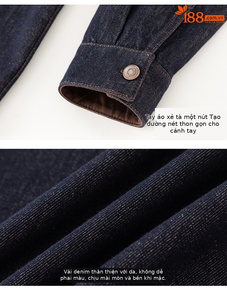 Áo sơ mi denim lông cừu Xinge dáng rộng nữ mùa đông phong cách muối — màu xanh denim chi tiết 23