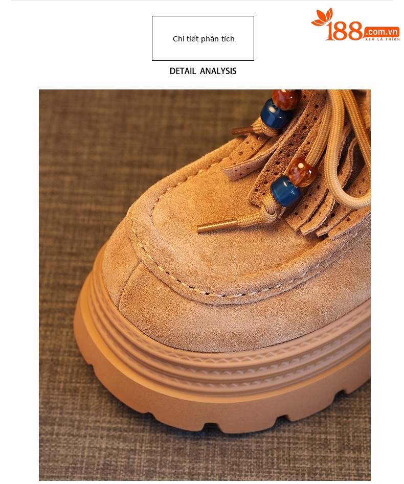 Boot nữ cổ ngắn tăng chiều cao đế dày phong cách Anh — nâu chi tiết 7