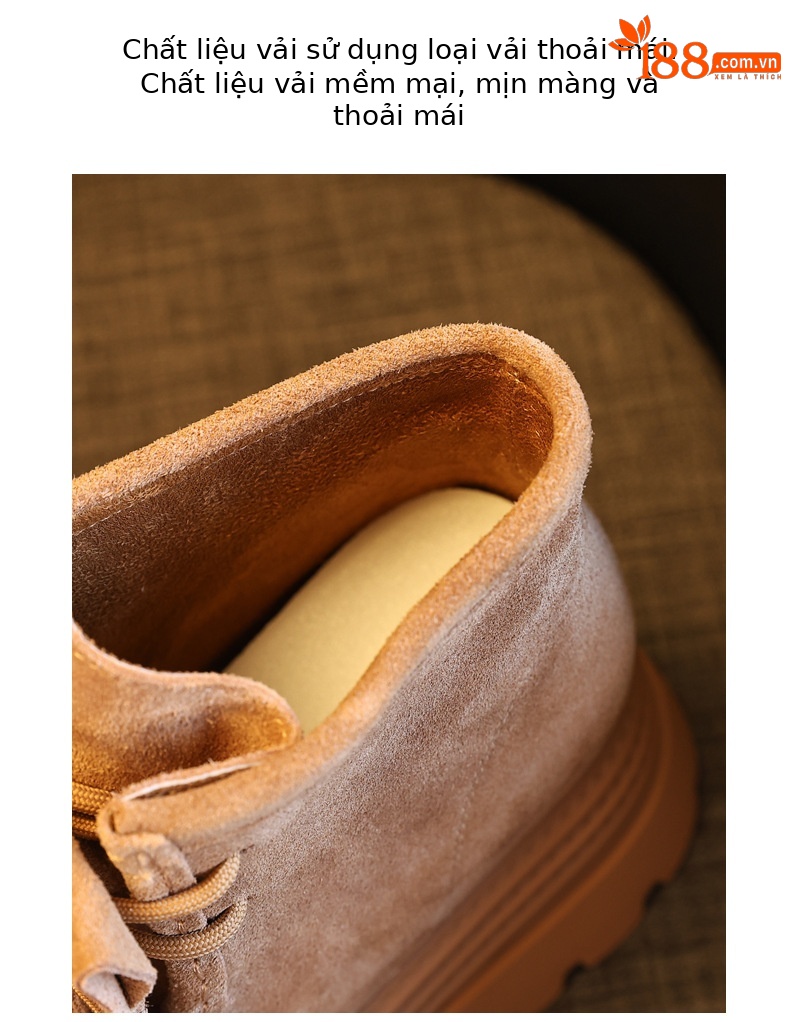Boot nữ cổ ngắn tăng chiều cao đế dày phong cách Anh — nâu chi tiết 8