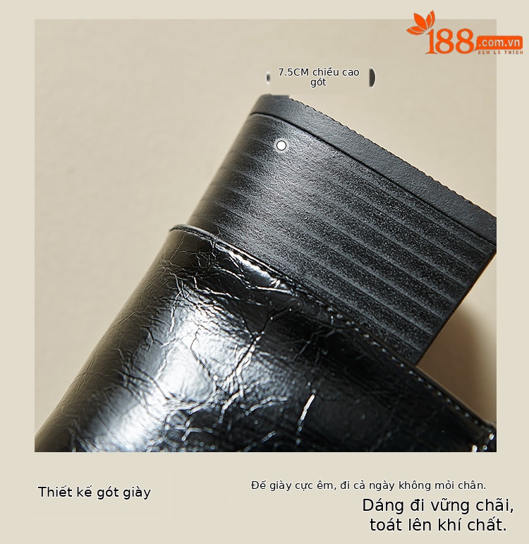 Boot nữ da thật cổ cao gót chunky đế xuồng màu trắng, kiểu dáng ôm chân, mùa thu đông — Lớp lót nhung đen, Lớp lót đơn màu trắng nhạt, Lớp lót đơn màu xám, Lớp lót nhung màu xám chi tiết 6