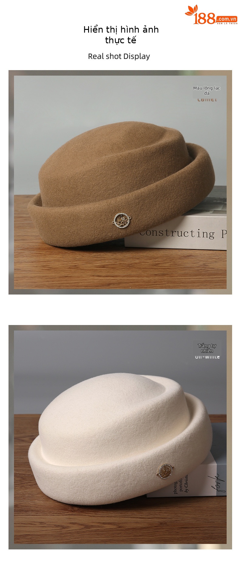 Mũ beret nữ len dạ Úc phong cách họa sĩ retro Anh — cơm trộn chi tiết 7