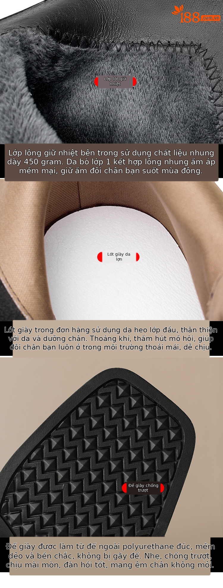 Boot cổ thấp da bò tăng chiều cao đế dày mũi vuông gót vuông nữ — Lớp lót đơn màu be, nhung đen, Lớp lót nhung màu be, Màu đen một lớp chi tiết 4