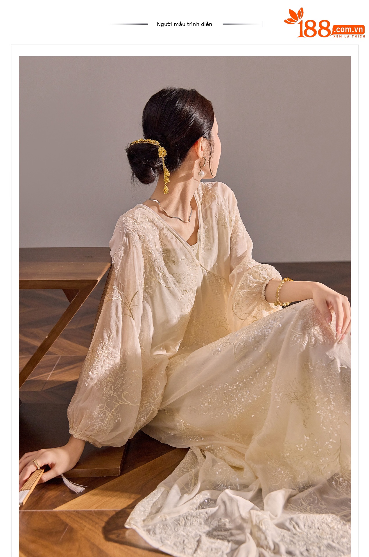 Đầm maxi nữ tay lồng cổ điển phong cách Trung Hoa mới, thiết kế thêu sang trọng — quả mơ chi tiết 1