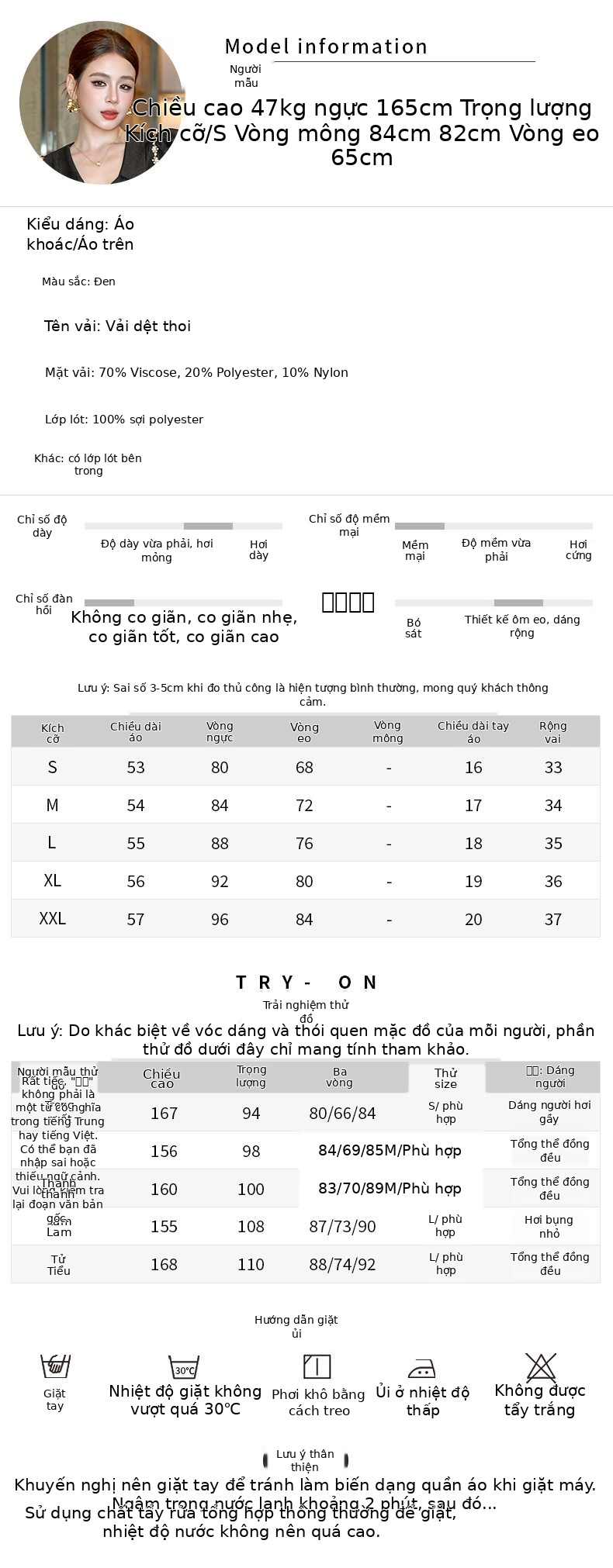 Áo thun nữ cổ V tay bồng phong cách Pháp — [Đen] chi tiết 2